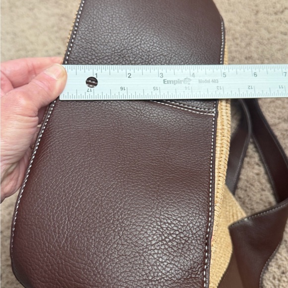 NWOT new Anthropologie Sonia raffia slouchy tote bag brown tan faux Leather - Picture 13 of 13